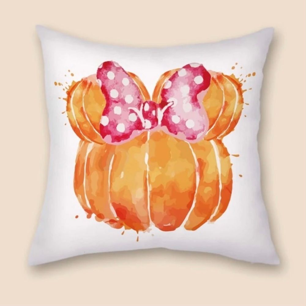 Fall Pumpkin Print with Red Bow Cushion Cover Holidays Pillow Cover